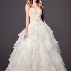 Oleg Cassini White Strapless Wedding Dress
